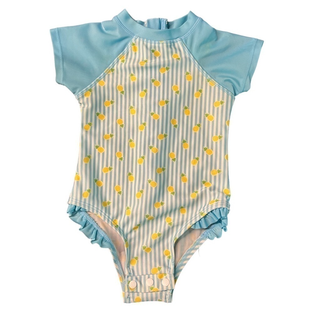 FLOATIMINI GIRLS STRIPED PINEAPPLE ONE PIECE SWIMSUIT SIZE 24 MONTHS